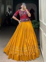 Mustard Pure Cotton Navratri Lehenga Choli